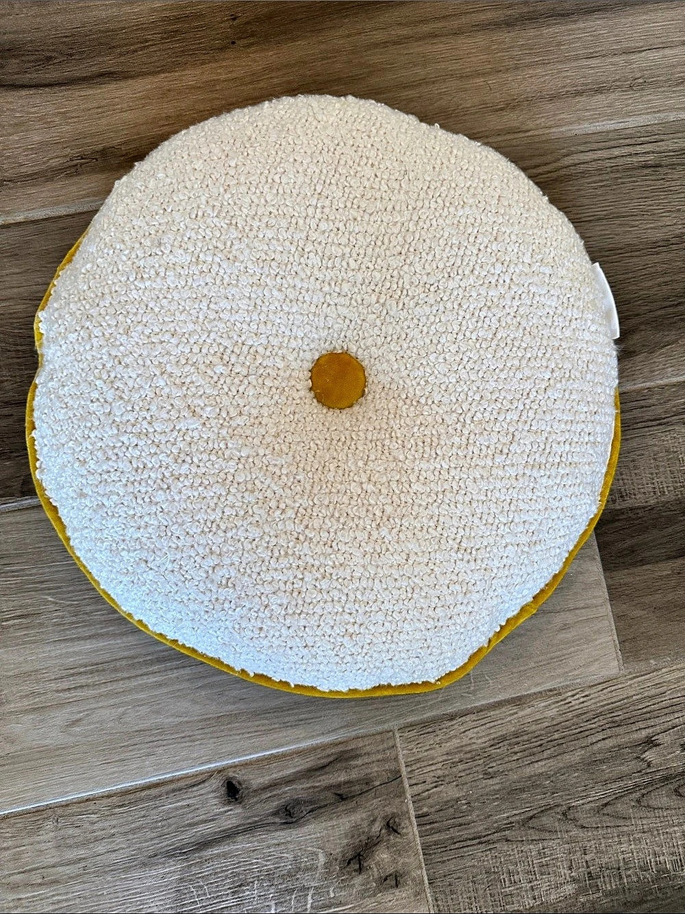Anthropologie Alina Bouclé Round Cushion Cream & Yellow